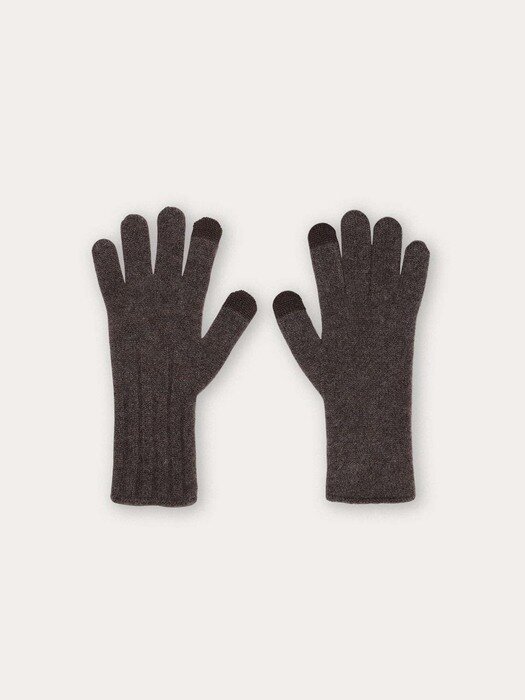 Embossed Stripe Touch Gloves_Brown