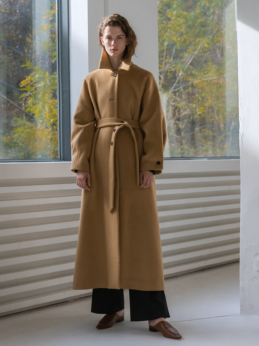 Wool Balmacaan Single Long Coat