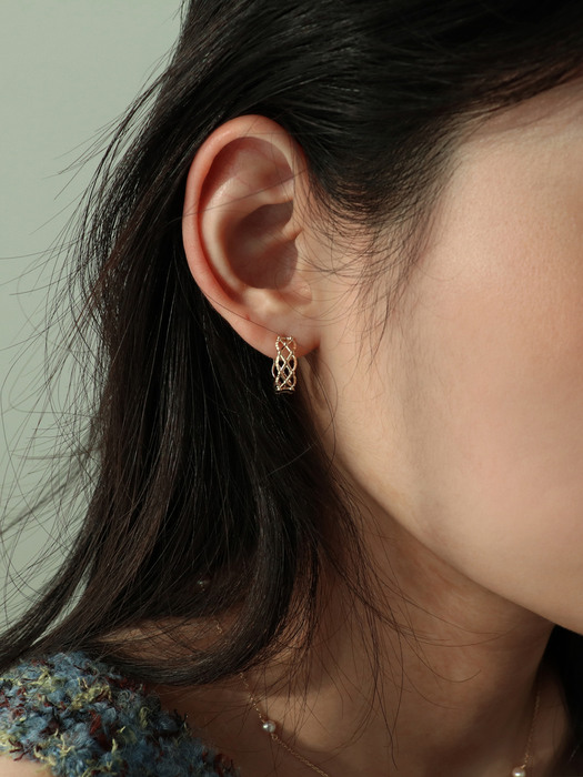 [싱글판매]14K gold one touch lace earring