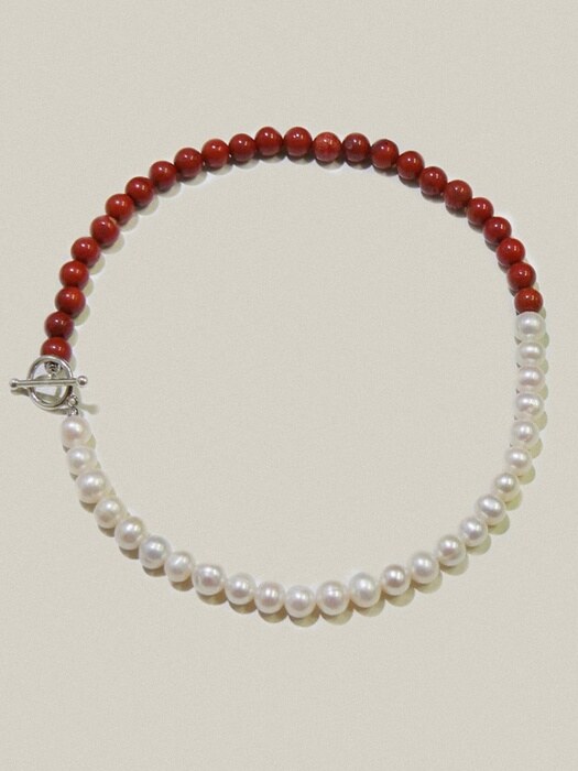PEARL WITH RED JASPER