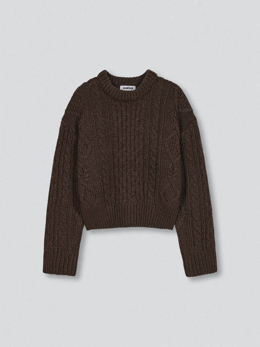 Diverse pattern cable knit ( deep brown )