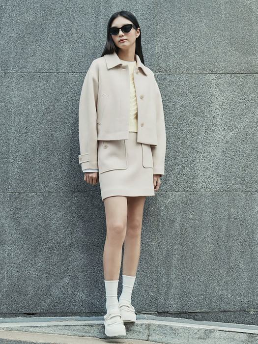 Outpocket Wool Mini Skirt  Ivory (KE2127M010)