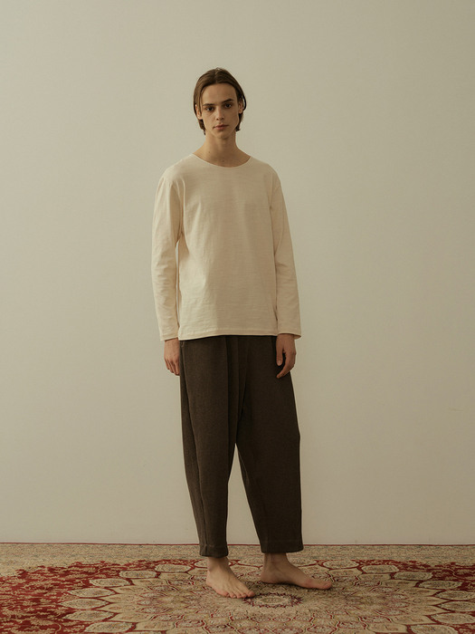 (m) Readymade Cropped Trouser in Waffle Jersey Charcoal