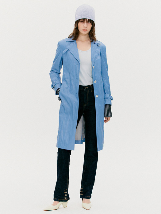 AIR WASHED TRENCH COAT, SKY BLUE