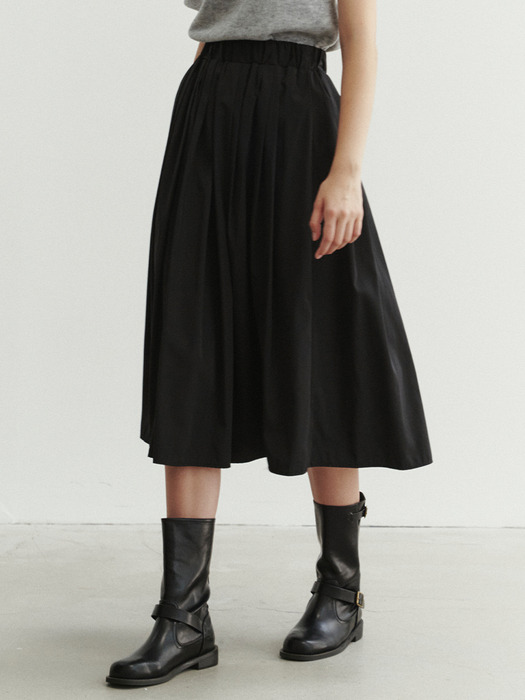 [단독] PINTUCK BANDING FULL SKIRT - BLACK