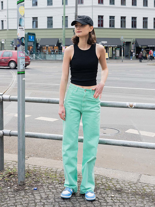 와이드 핏 데님 팬츠WIDE FIT DENIM PANTS_GREEN