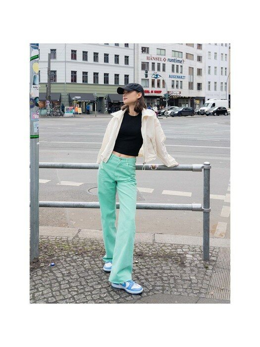 와이드 핏 데님 팬츠WIDE FIT DENIM PANTS_GREEN