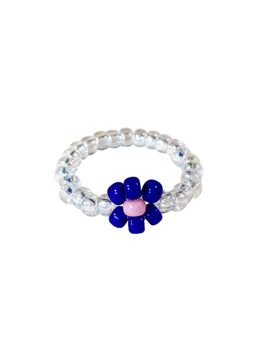 Blue Glass Flower Beads Ring 비즈반지