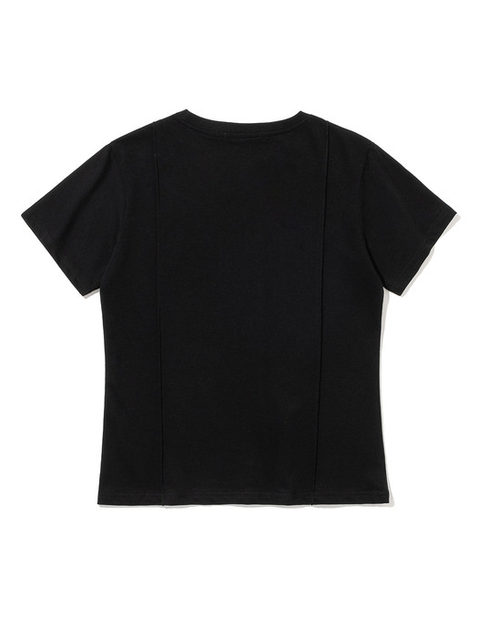 Cutting Embroidery Regular T-shirt [BLACK]