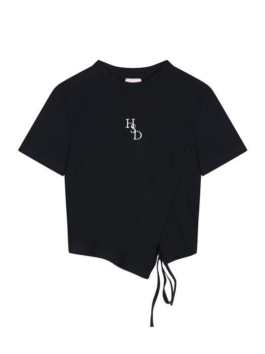 HSD SYMBOL RIBBON POINT CROP TOP BLACK