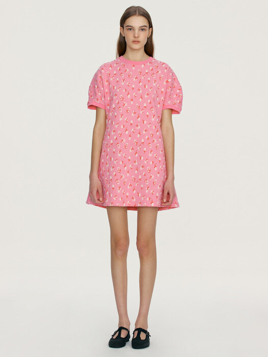 MAUNALUA Floral jacquard short dress (Pink)