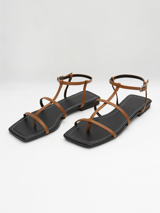 Square gladiator sandal - brown