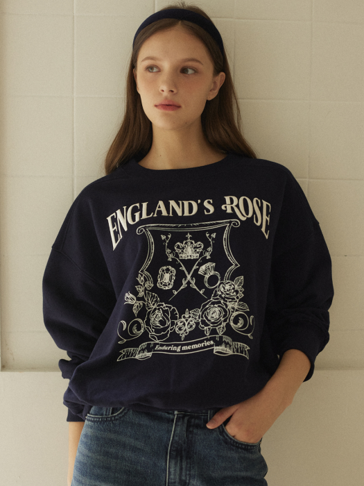 Rose Emblem embroidery Sweatshirt - Navy