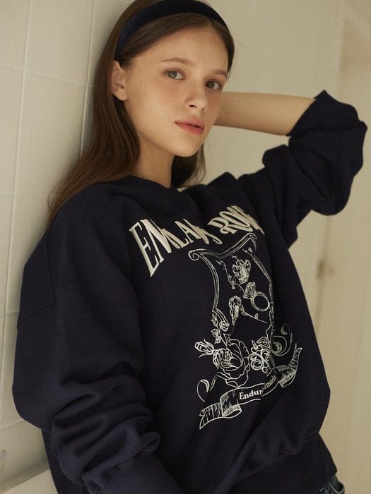 Rose Emblem embroidery Sweatshirt - Navy