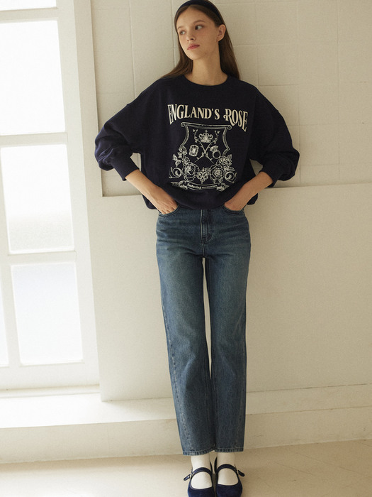 Rose Emblem embroidery Sweatshirt - Navy