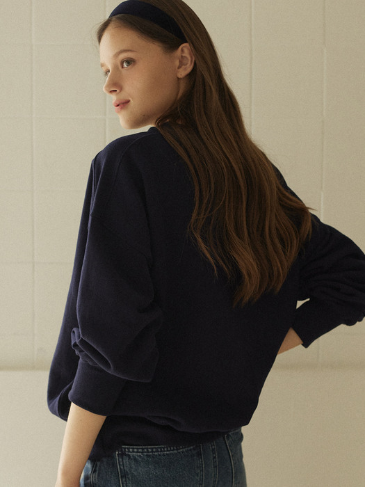 Rose Emblem embroidery Sweatshirt - Navy