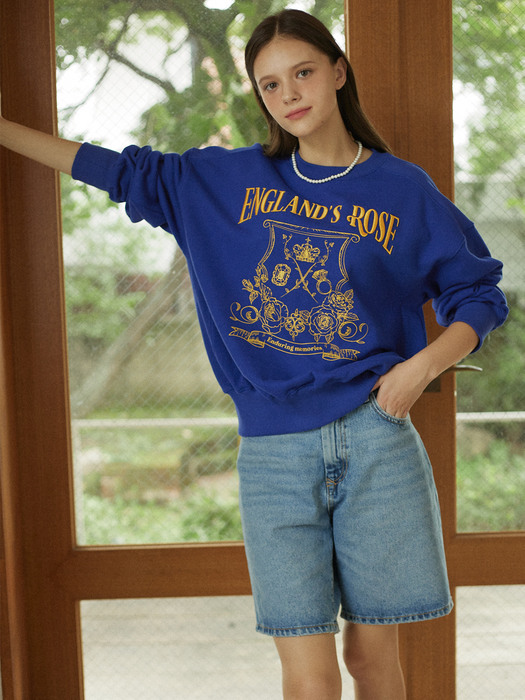 Rose Emblem embroidery Sweatshirt - Navy