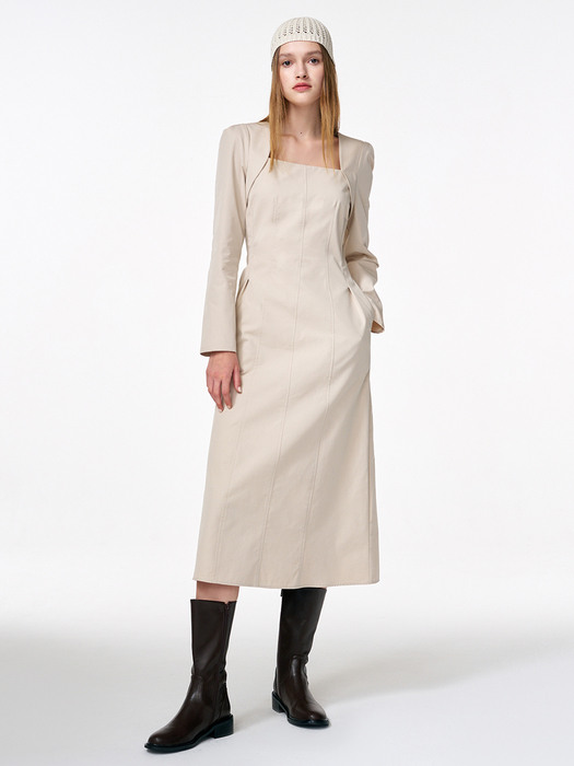 Bolero Layered Dress, Cream Beige