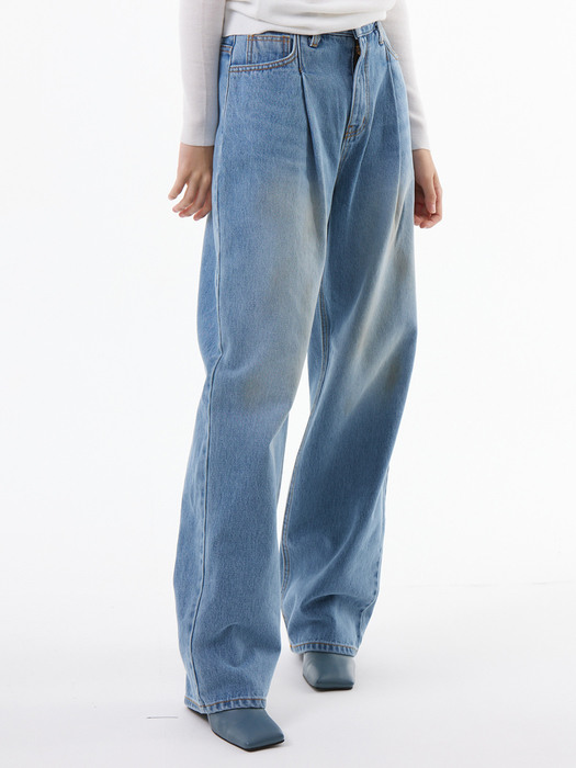 UP-348 턱와이드 데님_TUCK WIDE DENIM PANTS BLUE