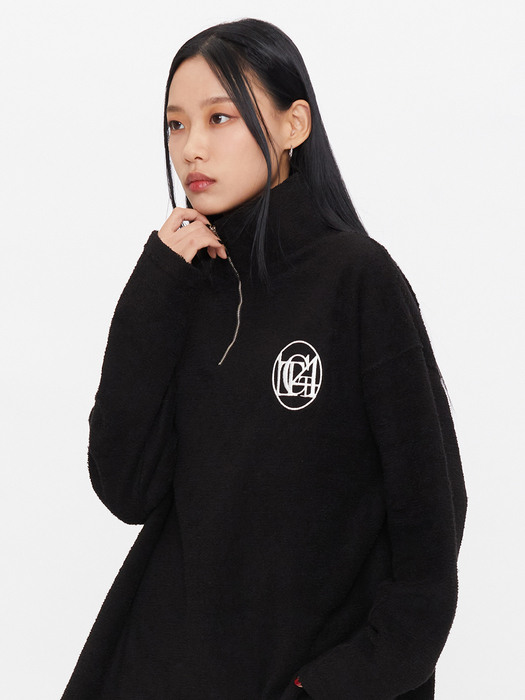 TERRY HALF ZIP UP SWEAT SHIRT_BLACK