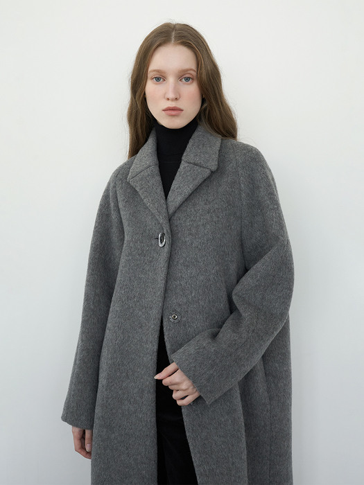 Volume Alpaca Coat-Grey