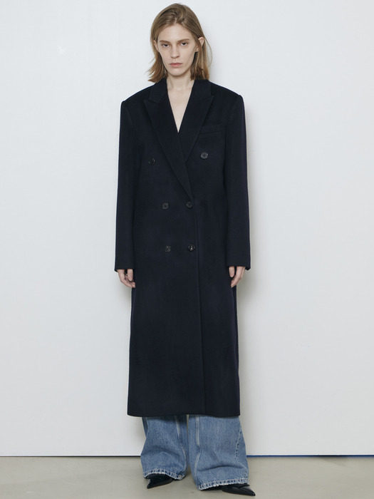 Cashmere 2-Way Double Breasted Coat_Navy