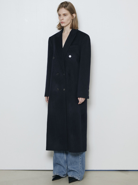 Cashmere 2-Way Double Breasted Coat_Navy