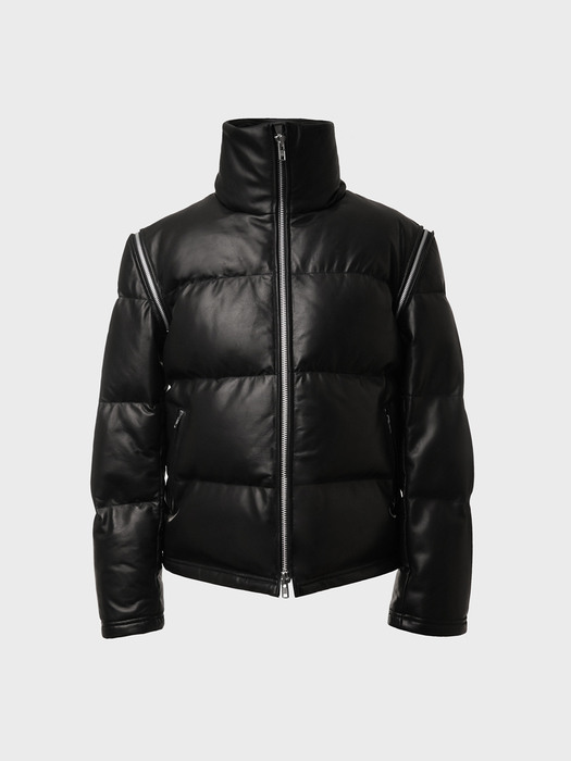 Multi-zippered Leather Down Jacket(UNISEX)_UTH-FR04    
