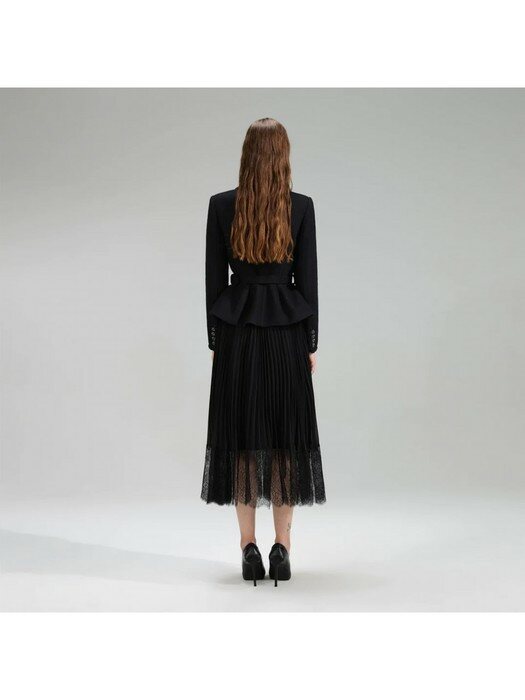 블랙 테일러드 보디스 미디 드레스 (RS23-008M-B)