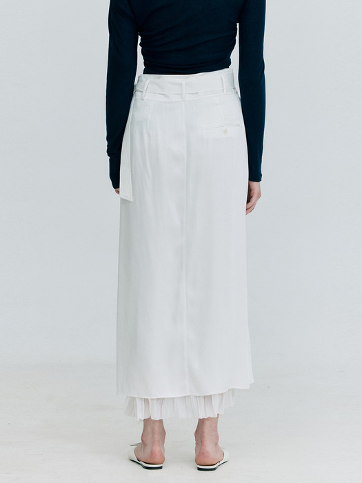 Layered Silk Skirt_White