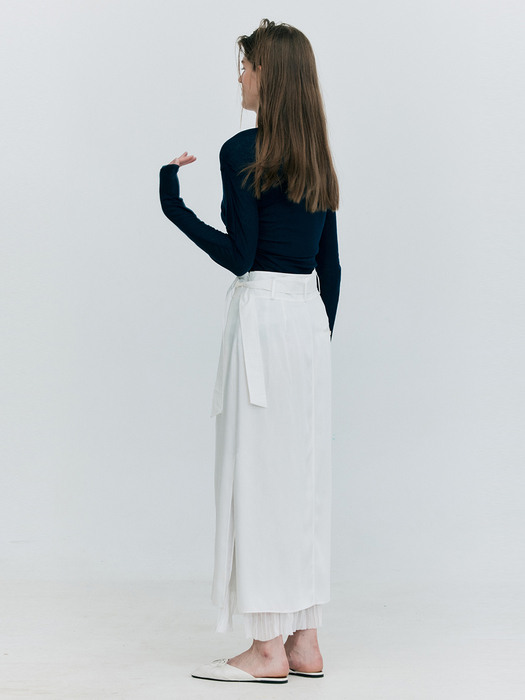 Layered Silk Skirt_White