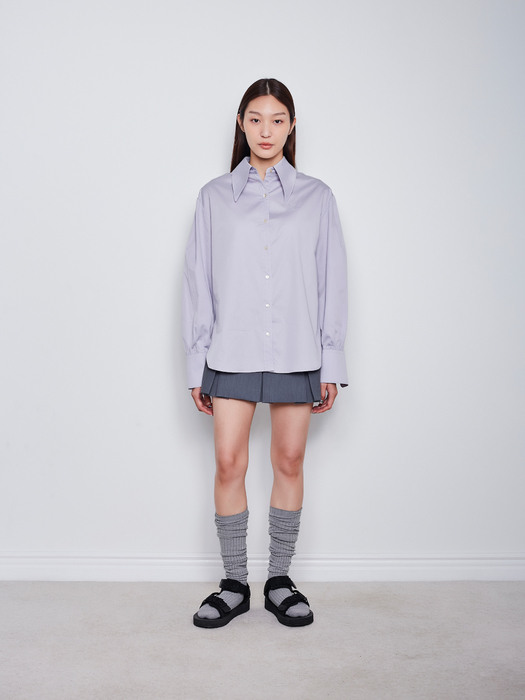 Point Collar Cotton Shirt  - Lavender