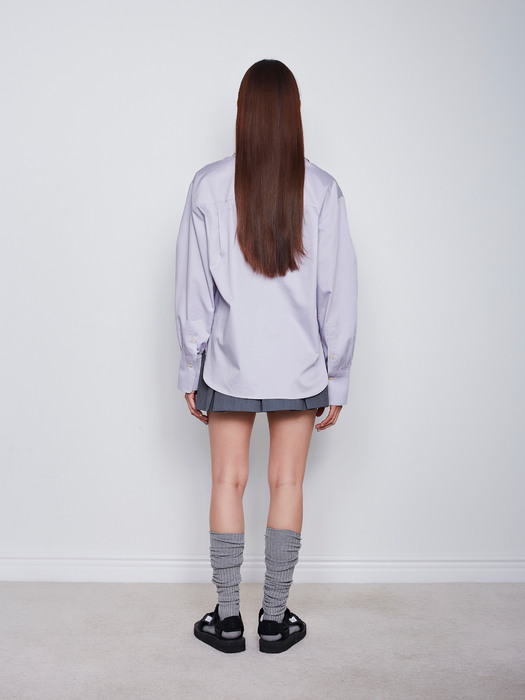 Point Collar Cotton Shirt  - Lavender