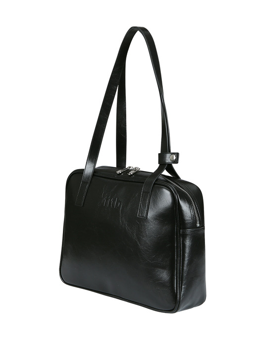 Trapezoid Middle Shoulder Bag (black)