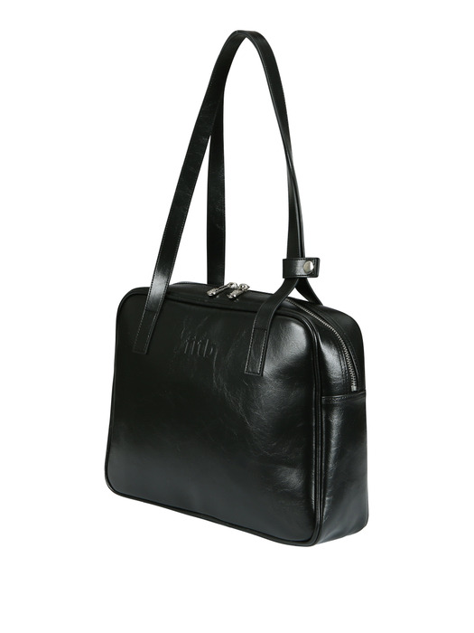 Trapezoid Middle Shoulder Bag (black)