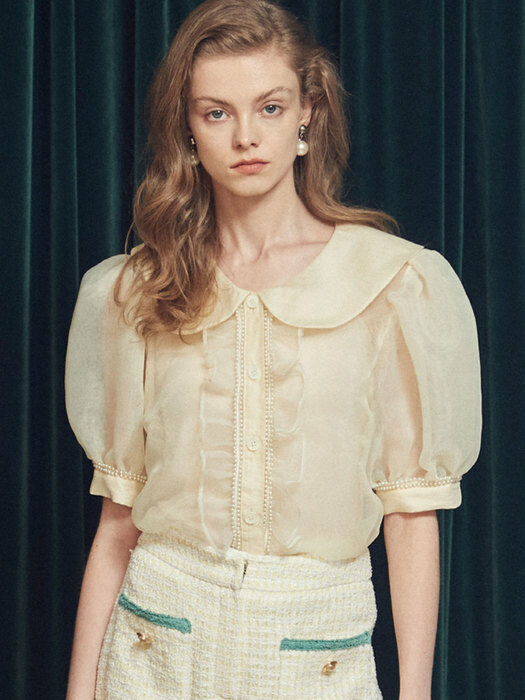 PEARL FRILL BLOUSE - YELLOW