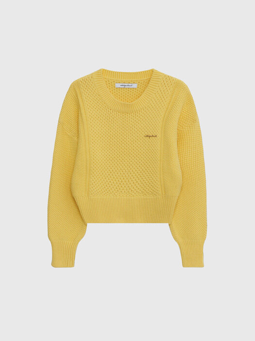 Crewneck Cable Sweater - Yellow