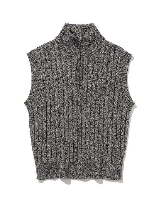 Classic Symbol Half Zipup Knit Vest [MULTI BLACK]