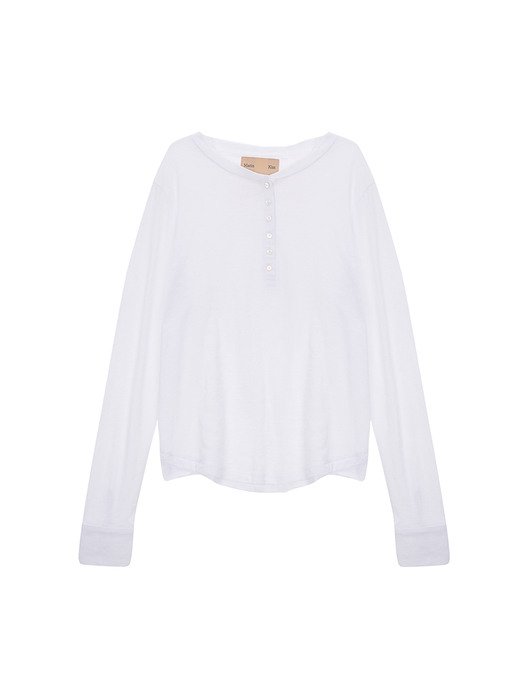 PIGMENT HENLY NECK LOGO TOP IN WHITE
