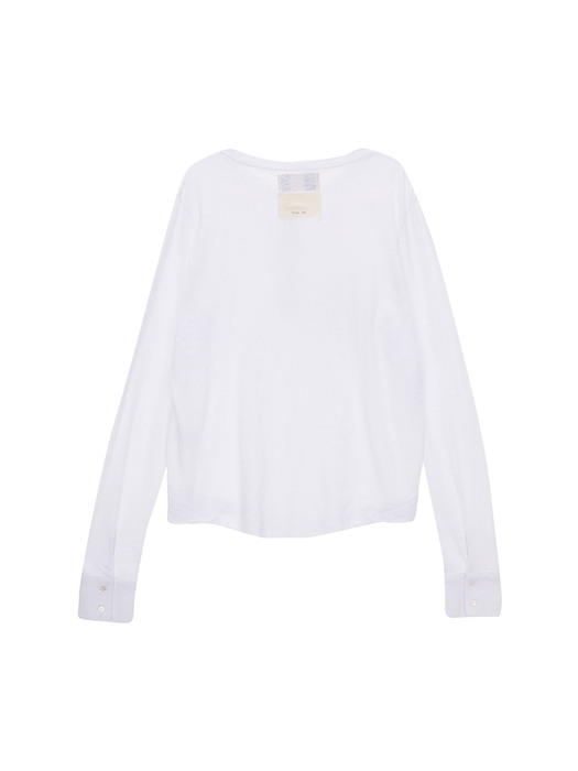 PIGMENT HENLY NECK LOGO TOP IN WHITE