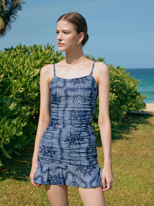 Shirring Sleeveless SwimSuit[LMBCSW217]-3color