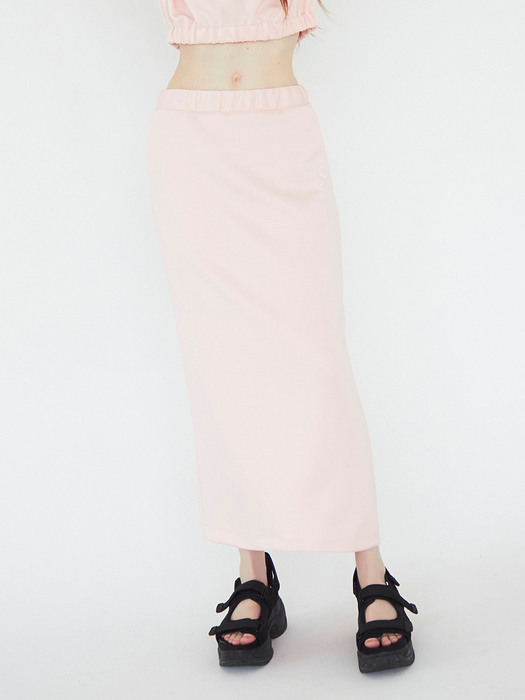  Daily comfort long skirt (Cream pink)