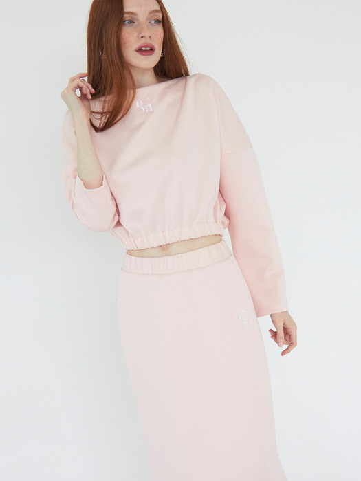  Daily comfort long skirt (Cream pink)