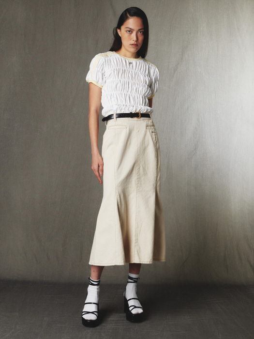 Track Shirring Top Off-White
