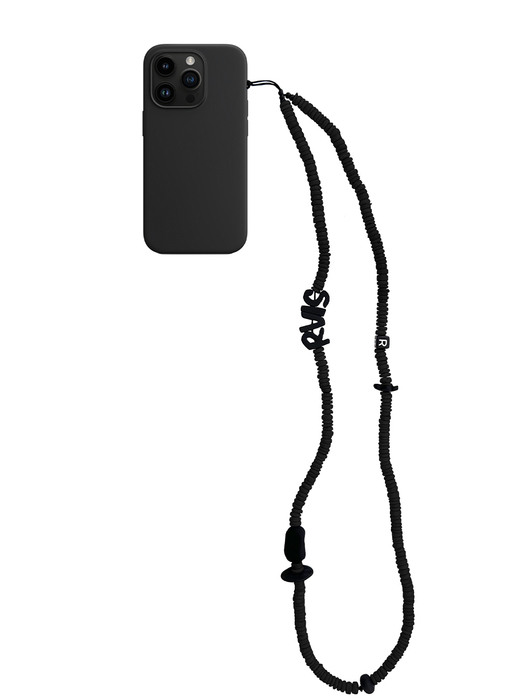 nature beads crossbody  phone strap jet black