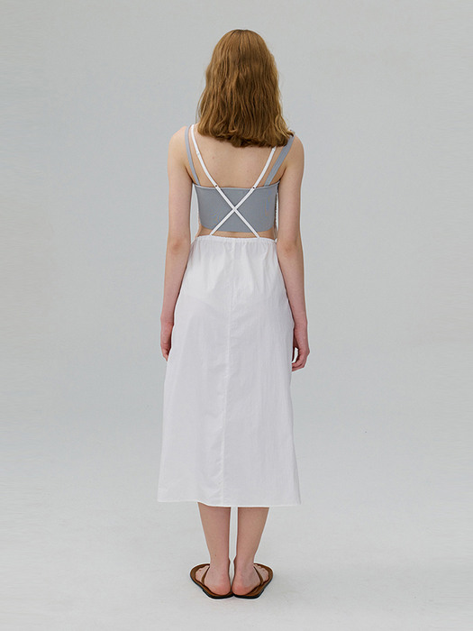 Drawstring Backless Dress_WHITE