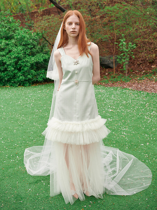 EJnolee White Flame_ Jewelry-Embellished Tulle Dress