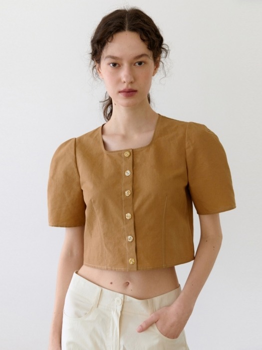 CLASSY LINEN OUTER BLOUSE BROWN
