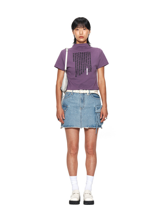 STRIPE CARGO DENIM MINI SKIRT IN SKY - Image 1