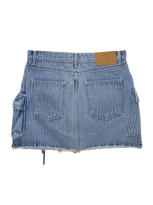 STRIPE CARGO DENIM MINI SKIRT IN SKY - Image 2